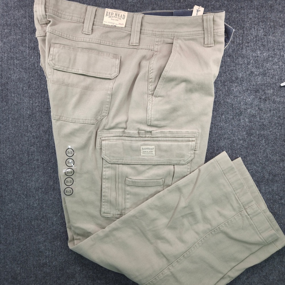 RedHead Mens Fulton Flex Fit Flannel Lined Cargo Pants Khaki 38x30 NWT